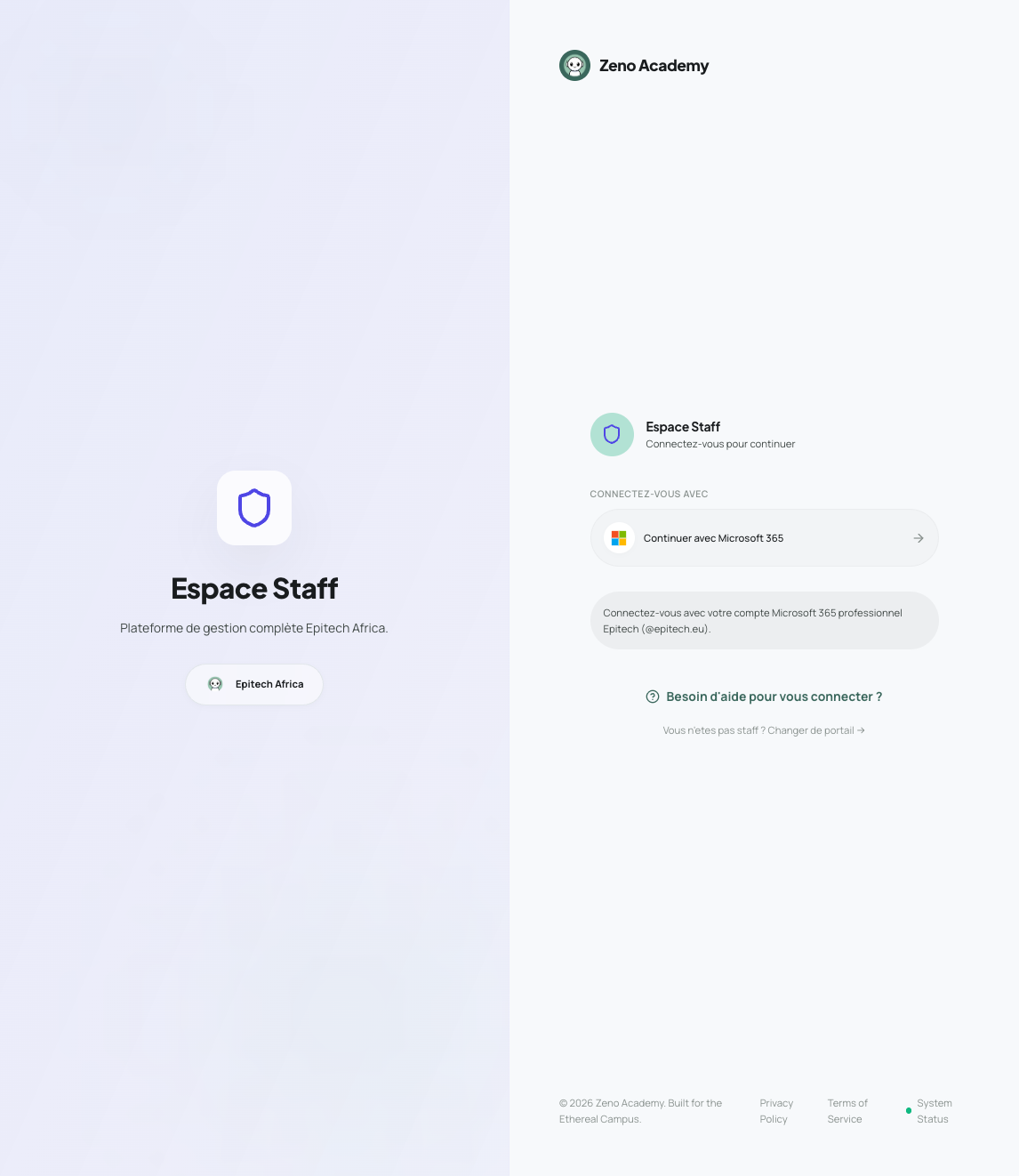 Page de connexion Zeno